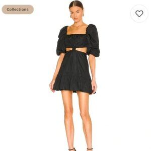Alexis black puff sleeve mini dress with cut outs